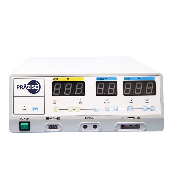Electrocauterio de alta frecuencia 200 W modelo PRZ-200 para cirugía general y laparoscópica, equipo médico de precisión con corte y coagulación monopolar y bipolar.